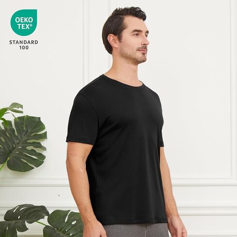 netdraw Men's Heavyweight Interlock Bamboo Viscose T-Shirt Buttery Soft Casual Basic Short Sleeve Dressy Cotton Shirt in Saudi Arabia