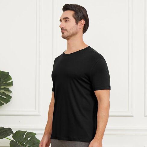 netdraw Men's Heavyweight Interlock Bamboo Viscose T-Shirt Buttery Soft Casual Basic Short Sleeve Dressy Cotton Shirt in Saudi Arabia