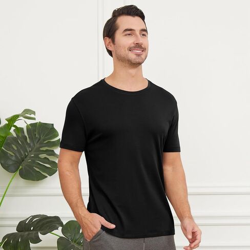 netdraw Men's Heavyweight Interlock Bamboo Viscose T-Shirt Buttery Soft Casual Basic Short Sleeve Dressy Cotton Shirt in Saudi Arabia