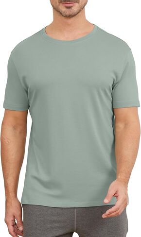 netdraw Men's Heavyweight Interlock Bamboo Viscose T-Shirt Buttery Soft Casual Basic Short Sleeve Dressy Cotton Shirt in Kuwait