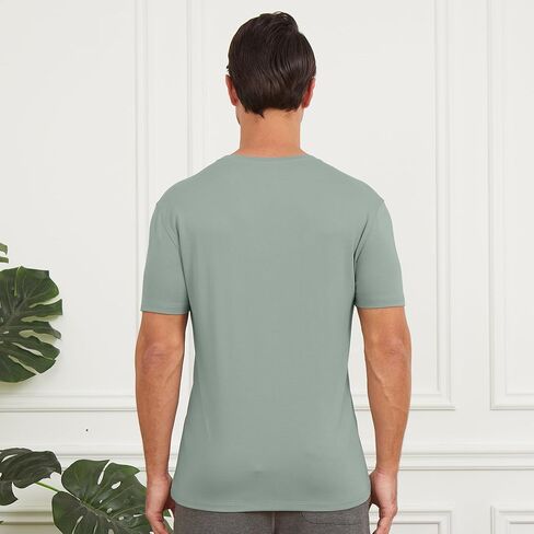 netdraw Men's Heavyweight Interlock Bamboo Viscose T-Shirt Buttery Soft Casual Basic Short Sleeve Dressy Cotton Shirt in Kuwait