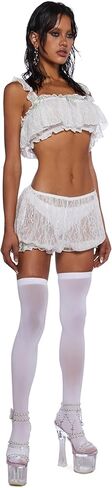 Dolls Kill Cream Extra Whip Lace Set – Flowy Lace with Ruffled Trim & Rose Detail in Saudi Arabia