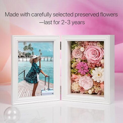 الزهور المحفوظة لـ Joyflower مع إطار صورة 5 × 7 ، إطار صور الورود الأبدية الحقيقية ، وردة محفوظة إلى الأبد هدية مائية ديزي للزوجة ، صديقة ، أمي ، الجدة في عيد ميلاد عيد الأم in Kuwait