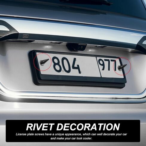 4 PCS Spikes License Plate Screws for Car, Anti Theft Spike Shape Aluminum Car Plate Frame Fastenings Bolt, Cool Licence Plate Screw Set for Car Truck Motorcycle, Car Accessories (Black) in Kuwait