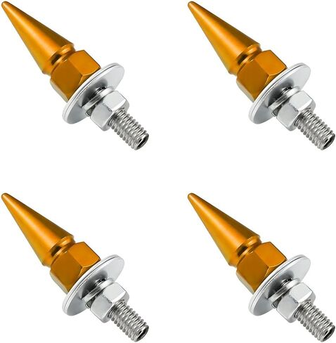 4 PCS Spikes License Plate Screws for Car, Anti Theft Spike Shape Aluminum Car Plate Frame Fastenings Bolt, Cool Licence Plate Screw Set for Car Truck Motorcycle, Car Accessories (Black) in Saudi Arabia