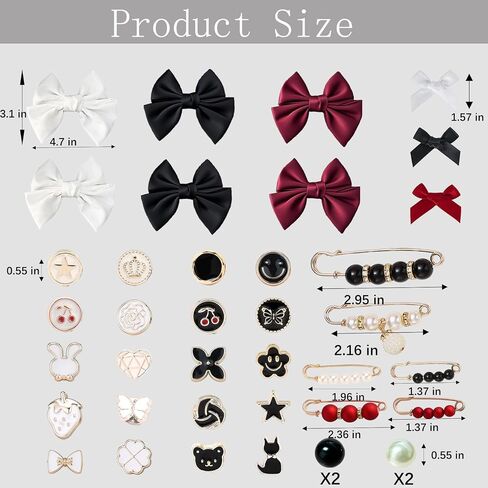 38 Pcs Shoe Charms for Sneakers Satin Bow Sneaker Charm for Shoe Lace with Bows/Jewelry/Pins/Clips Shoelace DIY Charms Decoration for Women (White) in Saudi Arabia