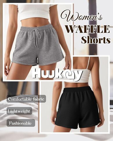 Huukeay 3 Pack Waffle Waffle Shorts Shorts الرباط غير الرسمي في قيعان Pajama السراويل الصيفية المريحة مع جيوب in Saudi Arabia
