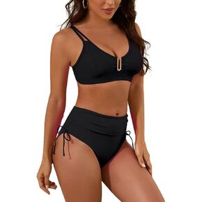 Womens High Waisted Bikini Sets 2 Piece Curvy Modest Tummy Control Swimsuits Couture U-Wire Beach Swim Bathing Suit