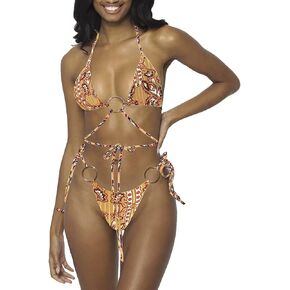 Women Halter String Bikini Set Sexy Thong Cheeky Two Piece Swimsuits Solid Color Bathing Swimwear