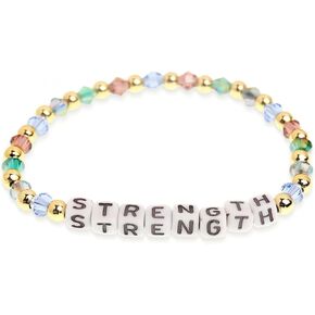 Inspired Gold Beaded Stretch Bracelets for Women Cute Lover Letter Crystal Green Beads Bracelet