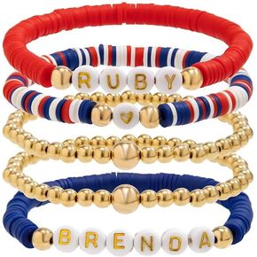 Blue Drop 4th of July Star Star Star Charm Bracelet for Women Men Red White Blue Beded Bercelet Bracelets Patriotic Independence Day Gifts Jewelry Gifts