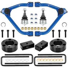 3" Front & 2" Rear Leveling Lift + Upper Control Arms Lift 2-4" for Chevy Silverado 1500 2007-2014, GMC Sierra 1500 2007-2018, with Replace Ball Joints, Adjustable Suspension Kit