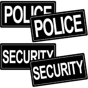 Security Car Magnet Signs and Police Car Magnetic Signs, Reusable Removable Strong Magnetic Signs for Police Car 4-Pack (2 POLICE + 2 SECURITY) 25 * 12cm Black Magnets