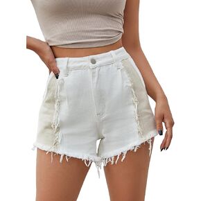 Wdirara Women's Colorblock ream ream reat reast strale High Weist Shorts with mobicets