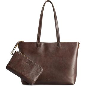 S-ZONE Leather Tote Bag for Women Large Shoulder Bag Work Top Handle Handbag Satchel Purse 2Pcs Set