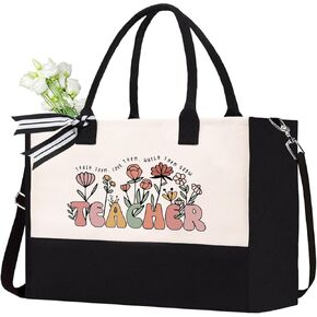 Teacher Appreciation Canvas Tote Bag - Aesthetic Gift for Women - Christmas Teacher Gift
