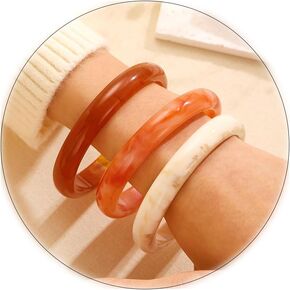 Acrylic Bangles for Women 3Pcs Plastic Bangle Bracelets Colorful Resin Bracelets for Women Acrylic Round Bracelet Set