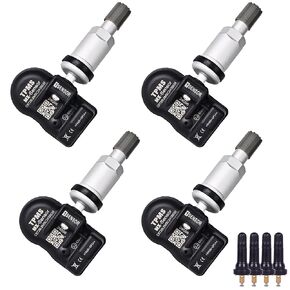 Universal TPMS Sensor 315MHz+433MHz 2-in-1 Tire Pressure Monitoring Sensor Programmable Compatible with Autel TPMS Tool TS408 TS508 TS608 Replaceable Metal Valve Stem (4PCS)