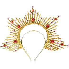 LaVenty Halo Crown Spiked Crown Headband Baroque Headband Sunburst Zip Tie Headpiece Goddess Costume for Wedding