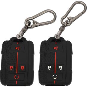 Tomall 2 Pack for GMC Key Fob Wover مع سلسلة المفاتيح ، 4 أزرار مفتاح مطاطية ، مفتاح FOB متوافق مع Chevy Silverado Suburban Tahoe Colorado GMC Canyon Sierra 1500 2500 3500 HD