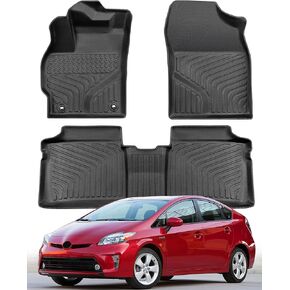 for Toyota Prius 2015 2014 2013 2012 Floor Mats Rubber Carpet Liner (Not Fit for Plug-in, V or C Models) All Season Weather Protector Waterproof Anti-Slip Tech Automotive Car Accessories Black