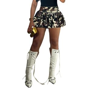 XZLUFNY Women Y2K Bubble Short Skirt Elastic High Waist Pleated Puffy Balloon Mini Skirts