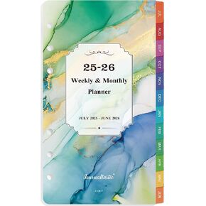 2024-2025 Planner Refills - Planner Refills 2024-2025, July 2024 - Jun 2025, A6 Planner Inserts 2024-2025, 3.75" x 6.75", 2024-2025 Weekly and Monthly Planner Refills, A6 Planner Refills, 6-Hole Punched - Green