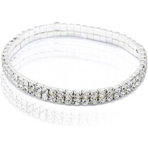 Sexy Anklets for Women Crystal Rhinestone Stretch Tennis Ankle Elastic Bracelet Gold Sliver