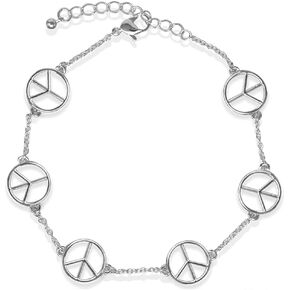 Rosemarie & Jubalee Women's Goy Comples Silver Tone Peace Sign Scarms Jewelry