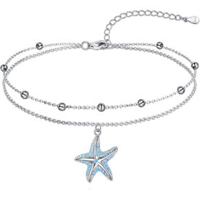 KZX Starfish Anklet for Women S925 Sterling Silver Ocean Beach Sea Sea Foot Bracelet Hights for Women