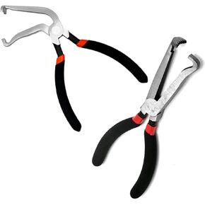 37960 Electrical Disconnect Pliers, 8inch Automotive Tools Electrical Connector Pliers, Fuel Line Petrol Clip Pipe & Automotive Hose Disconnect Tools for Push Tab Style Plugs (1 * 60°+ 1*Straight)
