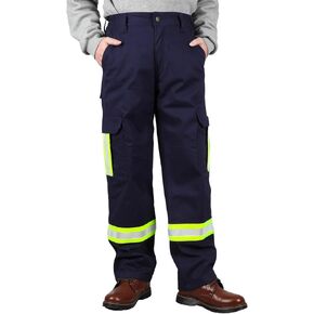 TICOMELA FR Pants High Visibility Cargo Pants NFPA2112 7.5oz Hi-Vis Flame Resistant Elastic Waist Pants