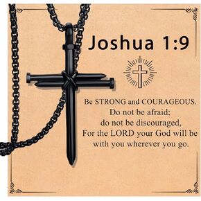 Teen Boy Gifts Cross Necklace Men Christian Religious Baptism Confirmation First Communion Birthday Kindergarten College Graduation Gifts for Teenage Boys Kids 8 12 14 13 15 16 18 Year Old
