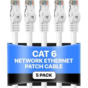 Cables Direct Online Cat6 1.5FT Network Ethernet Patch Cable, 550Mhz Internet Wire, Compatible with PC, Laptop, Modem, Router, TVs, Printer Cord, Consoles for Home and Office, White