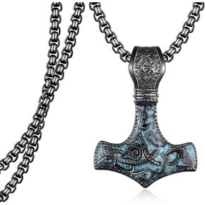 قلادة هاتور هامر الفضة الفضية الفضية Mjolnir قلادة للرجال Viking Hammer Jewelry للرجال نساء