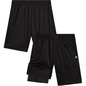RBX Boys' Active Shorts - 2 Pack Sports Performance Jersey Gym Shorts with Compression Base Layer for Boys (Sizes: 8-16)