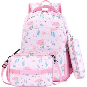 mygreen 3PCS Kids Backpack Set - Waterproof Bookbag with Lunch Box for Girls Ages 3-12, Adorable Cartoon Prints for School & Outdoor Use Pink Dogs