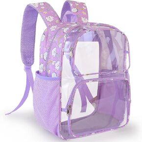 Clear Backpack,16'' Clear Backpack for Boys Heavy Duty School Backpacks See Through Bookbag for Kids 4 to 8,Black Dinosaur