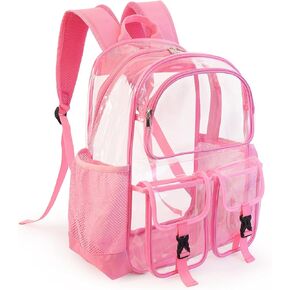 Clear Backpack for School, Clear Bookbag Heavy Duty Transparent Backpacks 17 '' Large See Through Bag for Boys Girls-Black