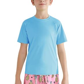 Wisremt Youth Kids Neon Shirt Upf 50+ Rash Guard Boy Girl Quick Dry Athletic Shirt Tirt Tirt Sport Sweat Tee Tee