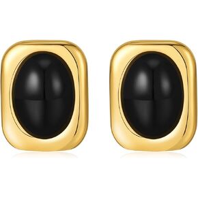 Gold Earrings Square Oval Earrings for Women Trendy 18K Gold Stud Jewelry Stainless Steel Hypoallergenic