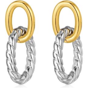 Vintage Gold and Silver Colors Earrings Fashion Geometric Stainless Steel Earrings for Women