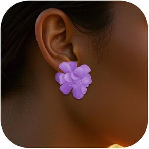 Flower Cluster Earrings for Women White Pink Blossom Design Clip On Flower Earrings Jewelry Gifts