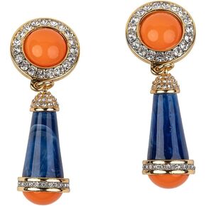 Kenneth Jay Lane Crystal & Gemstone Resin and Enamel Clip-On Drop Earrings