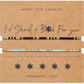 Morse Code Bracelet for women:I'd Shank a BC for You, Best friend gift,Friendship bracelet, Gifts for best friend female, Party favor, Friend group gift