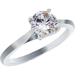 1.43 CT .925 Sterling Silver Cubic Zirconia Ring - Round Cut 4 Prongs CZ Solitaire Ring - Silver Rings for Women Non Tarnish – Wedding or Engagement Ring - Bridal Jewelry Promise Ring for Her Made in USA
