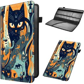 Car Registration and Insurance Holder, Leather Car Glove Box Organizer, Cool Car Accessories for ID, Driver's License Cards & Essential Document,business cards,Men&Women,Watercolor Horses