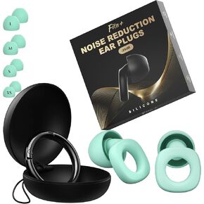 FITA+ SOFT SING AYE EAR SILPS لتقليل الضوضاء حتى 33 ديسيبل ، 4 أزواج XS/S/M/L ، مقابس أذن من السيليكون الناعمة للنوم ، مقابس الأذن إلغاء الضوضاء للعمل ، التركيز - الأسود