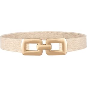 LEACOOLKEY Woven Straw Waist Belt for Women Boho Belt for Dress Braided Wide Stretch Belt