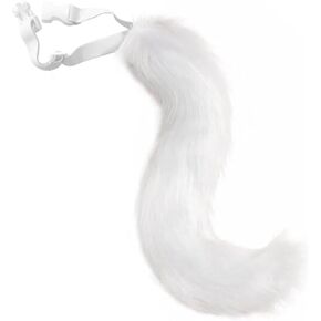 أزياء أزياء أزياء Cat White Cat Fury Faux Fur Fur for Women Comple Big Long Fox Tale Halloween & Cosplay للبالغين/البالغين